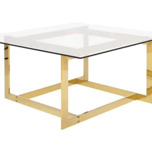 Mesa de centro dourada com tampo de vidro CRYSTAL
