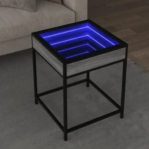 Mesa de centro luzes LED Infinity 40x40x51 cm cinzento sonoma