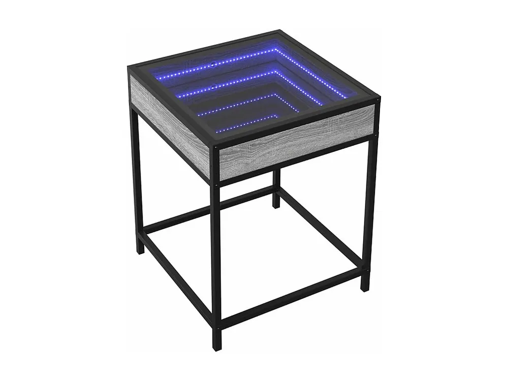 Mesa de centro luzes LED Infinity 40x40x51 cm cinzento sonoma