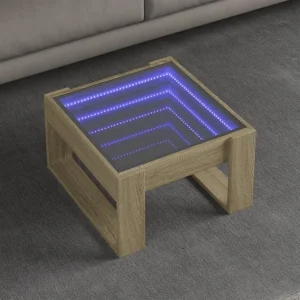 Mesa de centro luzes LED Infinity 50x53x30 cm carvalho sonoma