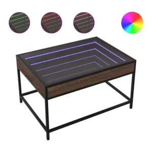 Mesa de centro luzes LED Infinity 70x50x41 cm carvalho castanho