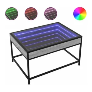 Mesa de centro luzes LED Infinity 70x50x41 cm cinzento sonoma
