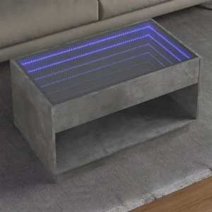 Mesa de centro luzes LED Infinity 90x50x50 cm cinzento cimento