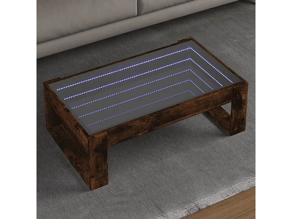 Mesa de centro luzes LED Infinity 90x53x30 cm carvalho fumado