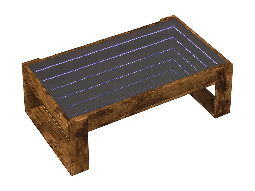 Mesa de centro luzes LED Infinity 90x53x30 cm carvalho fumado