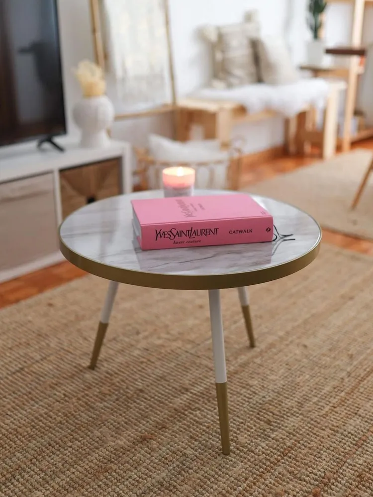 Mesa de centro MDF Mármore branco RAMONA