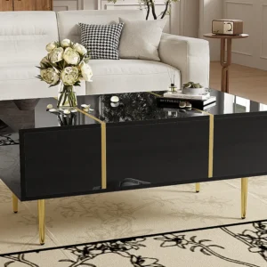 Mesa de centro moderna - 2 gavetas - MDF - Preto