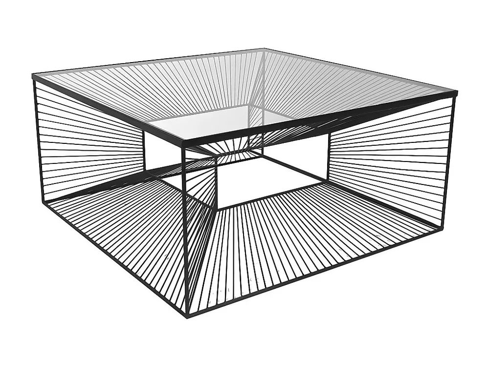 Mesa de centro moderna - Vidro e metálico preto em arame. CLARENCE