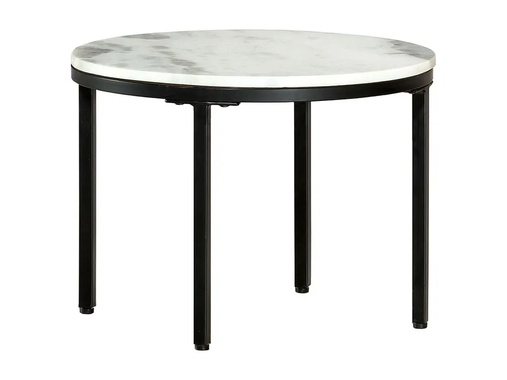 Mesa de centro Ø50 cm mármore genuína maciç branco e preto