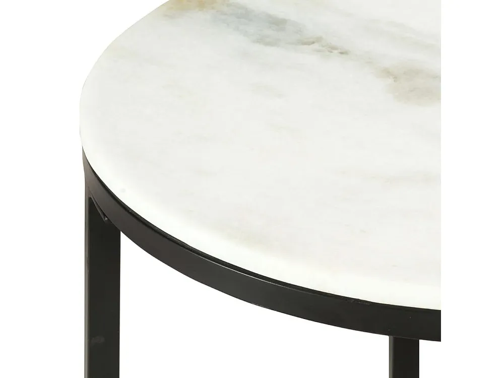 Mesa de centro Ø50 cm mármore genuína maciç branco e preto