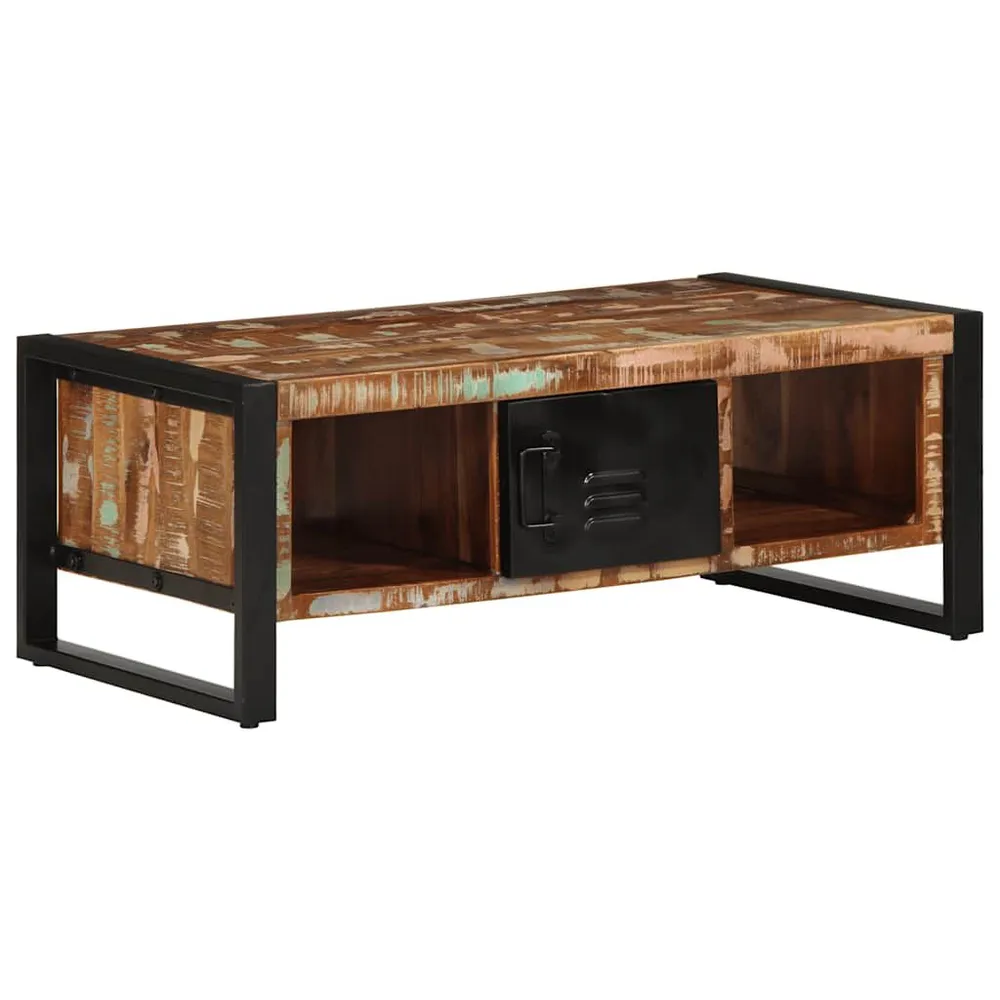 Mesa de centro multicor 90x50x36 cm madeira maciç recuperada