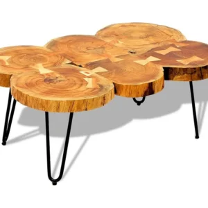 Mesa de centro 35 cm 6 troncos madeira de sheesham sólida