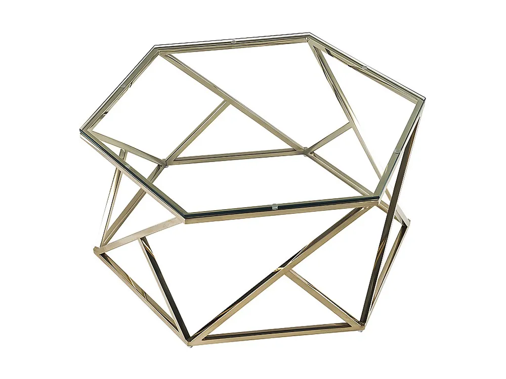 Mesa de centro em vidro temperado e ço inoxidável - Dourado - KERIANE de Pascal Morabito