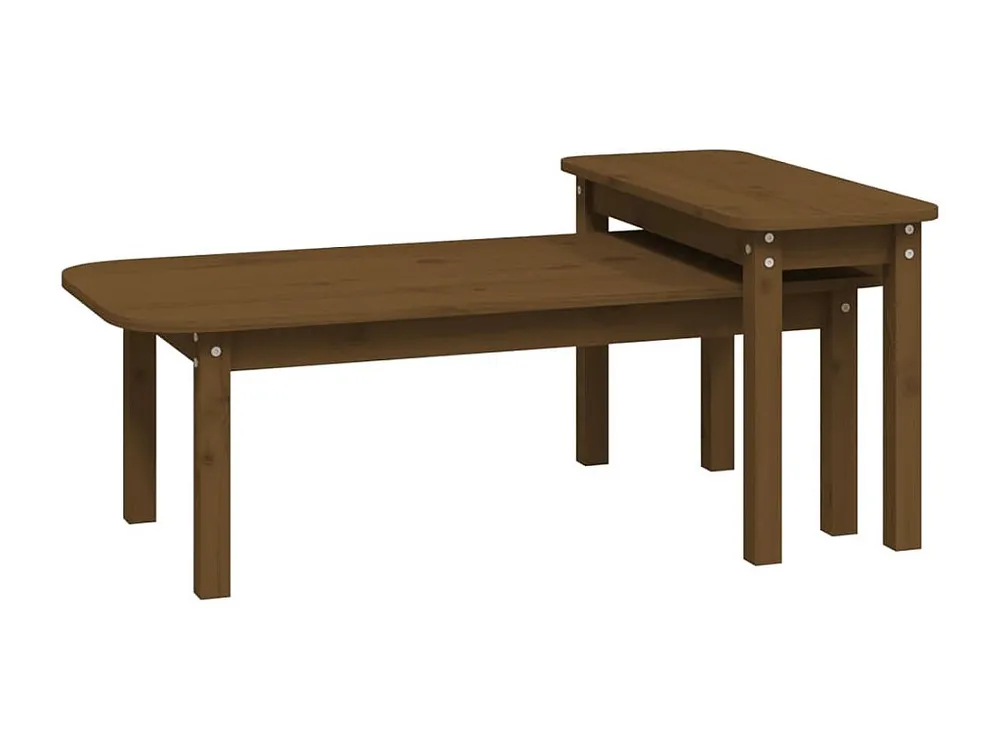 2 pcs conjunto de mesas de centro pinho maciço castanho mel