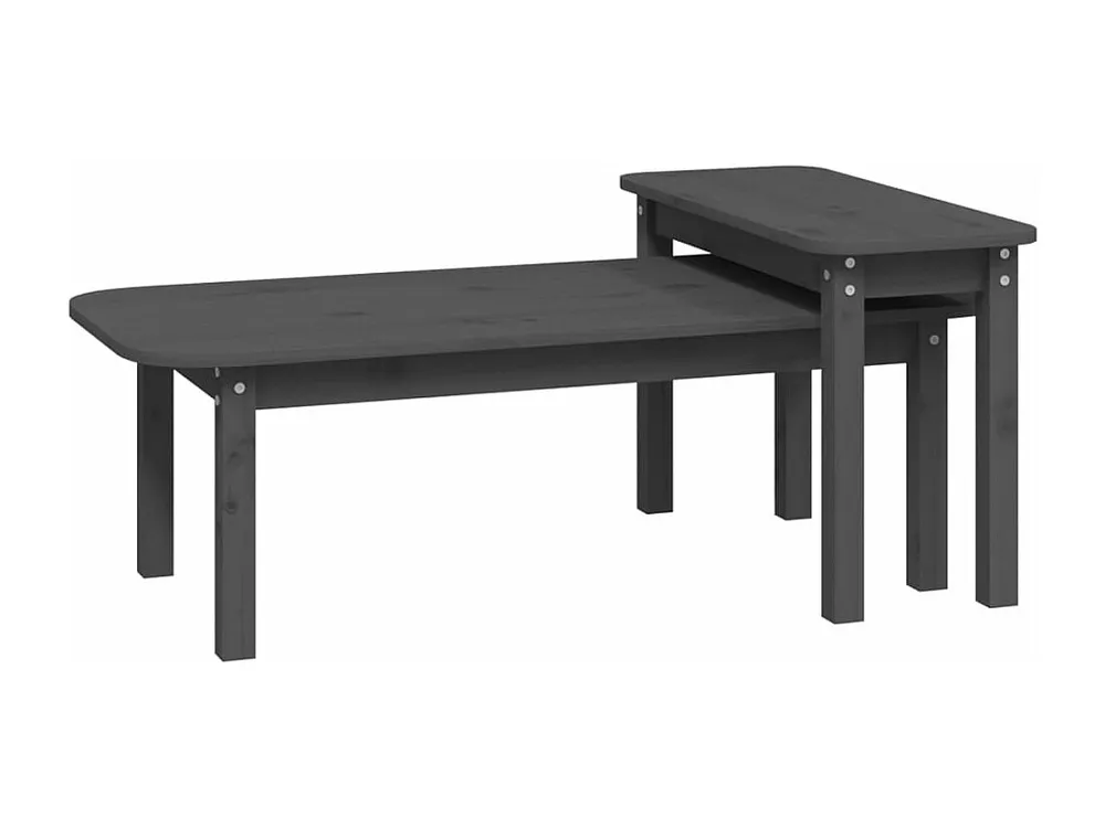 2 peças conjunto de mesas de centro pinho maciço cinzento
