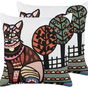 Conjunto de 2 almofadas decorativas bordadas algodão colorido 50 x 50 cm MEHSANA