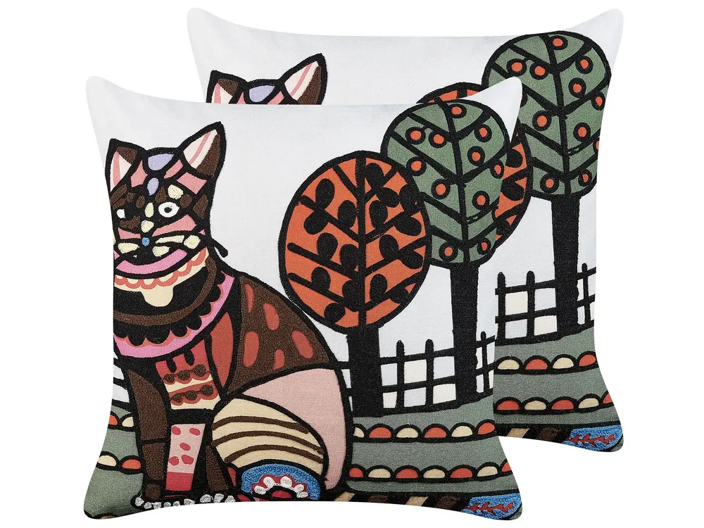 Conjunto de 2 almofadas decorativas bordadas algodão colorido 50 x 50 cm MEHSANA