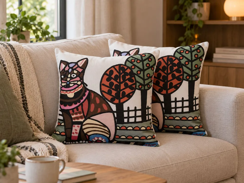 Conjunto de 2 almofadas decorativas bordadas algodão colorido 50 x 50 cm MEHSANA