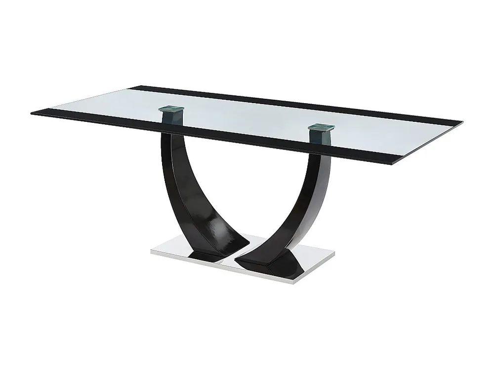 Estatueta de Porcelana Mesa de jantar MEZZO - 8 lugares - MDF e vidro temperado - Preta
