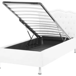 Faux Couro EU Single Size Ottoman Bed White METZ