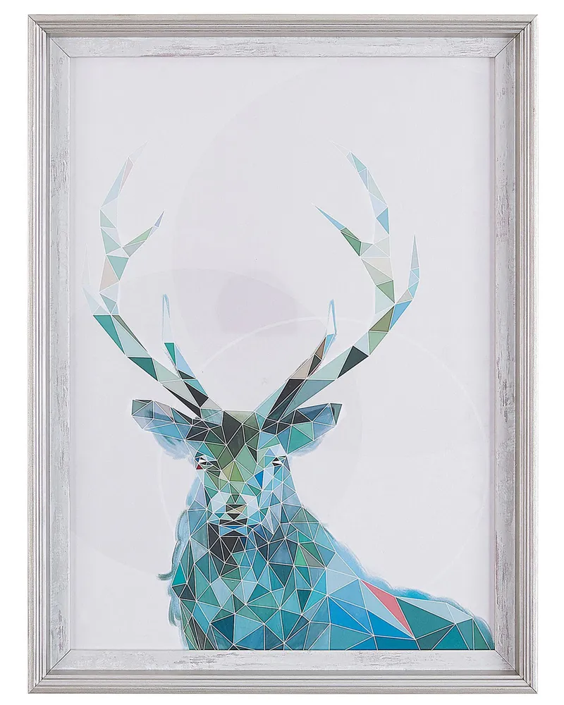 Impressão para parede com moldura KAYES Retangular 30 x 40 cm Animal Azul
