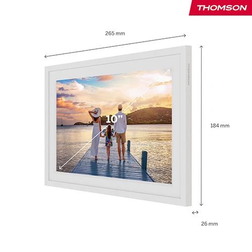 Moldura Eletrônico Thomson Smart Photo Frame F10W 10" HD Wi-Fi 32GB - Branco