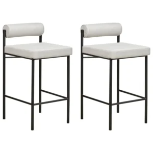 Bar Chair Set 2 Fabric Light Grey AMAYA