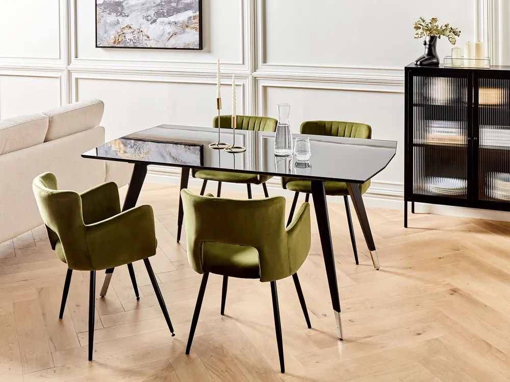 Mesa de jantar preta 160 x 90 cm MOSSLE Dimensões 180x90cm