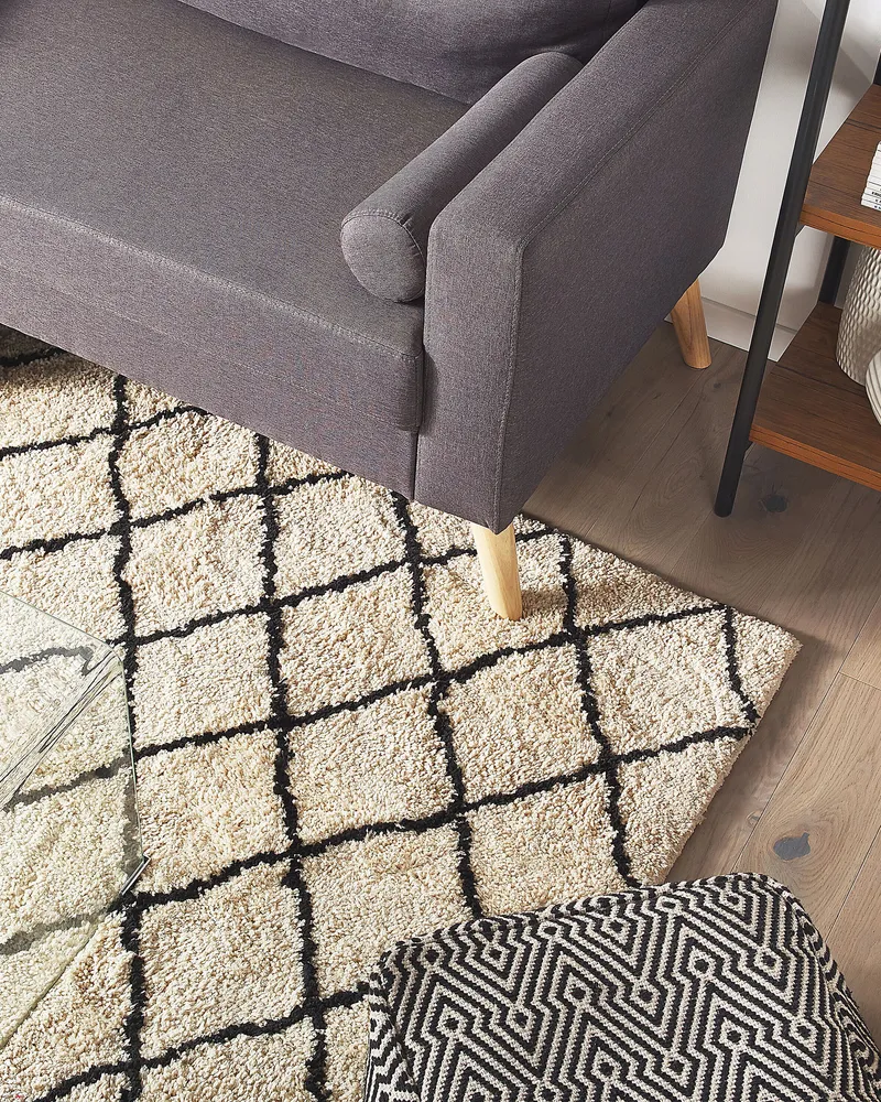 Area Rug 140 x 200 cm Tom neutro and Black MIDYAT
