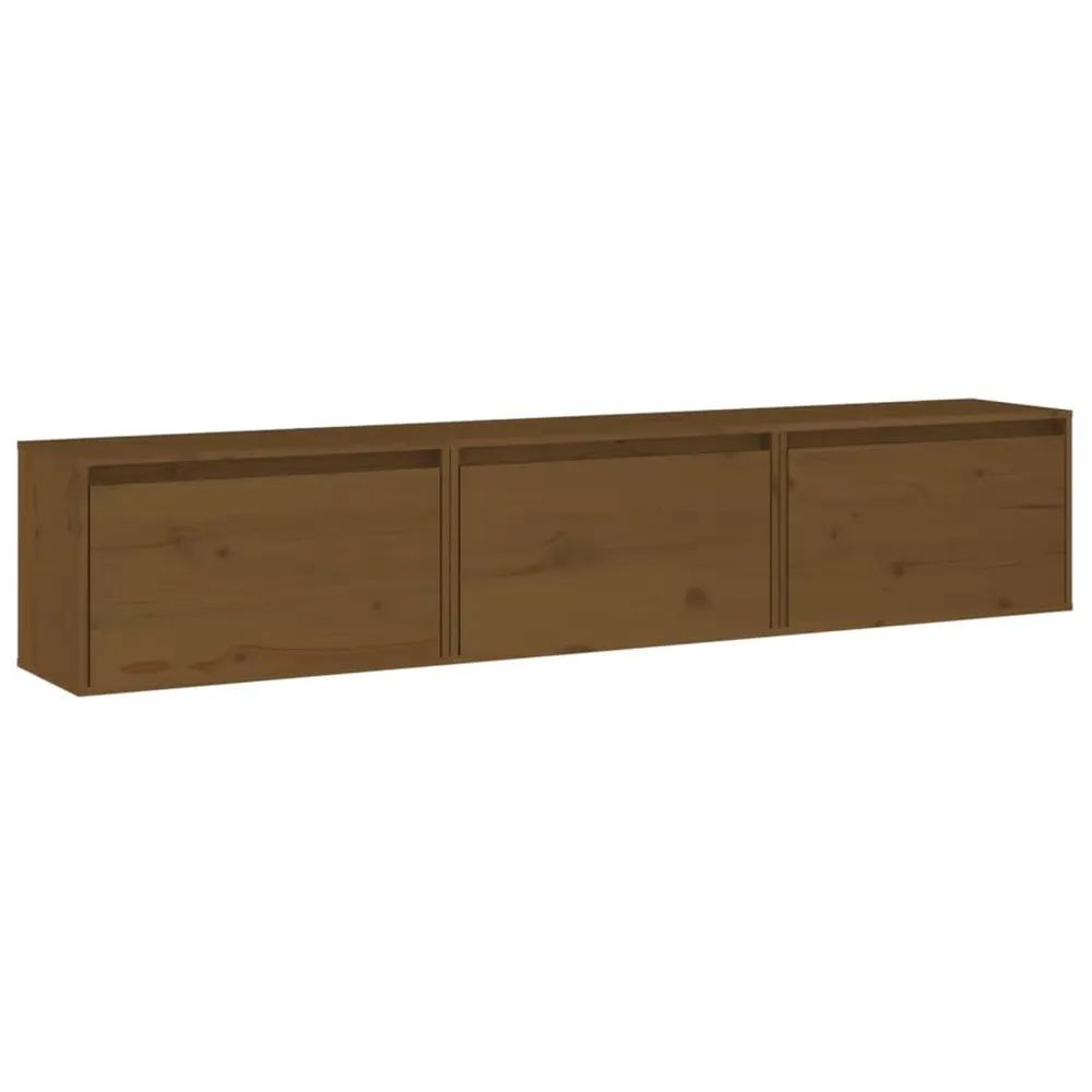 Aparador com Portas Móveis de TV 3 pcs madeira de pinho maciç castanho-mel
