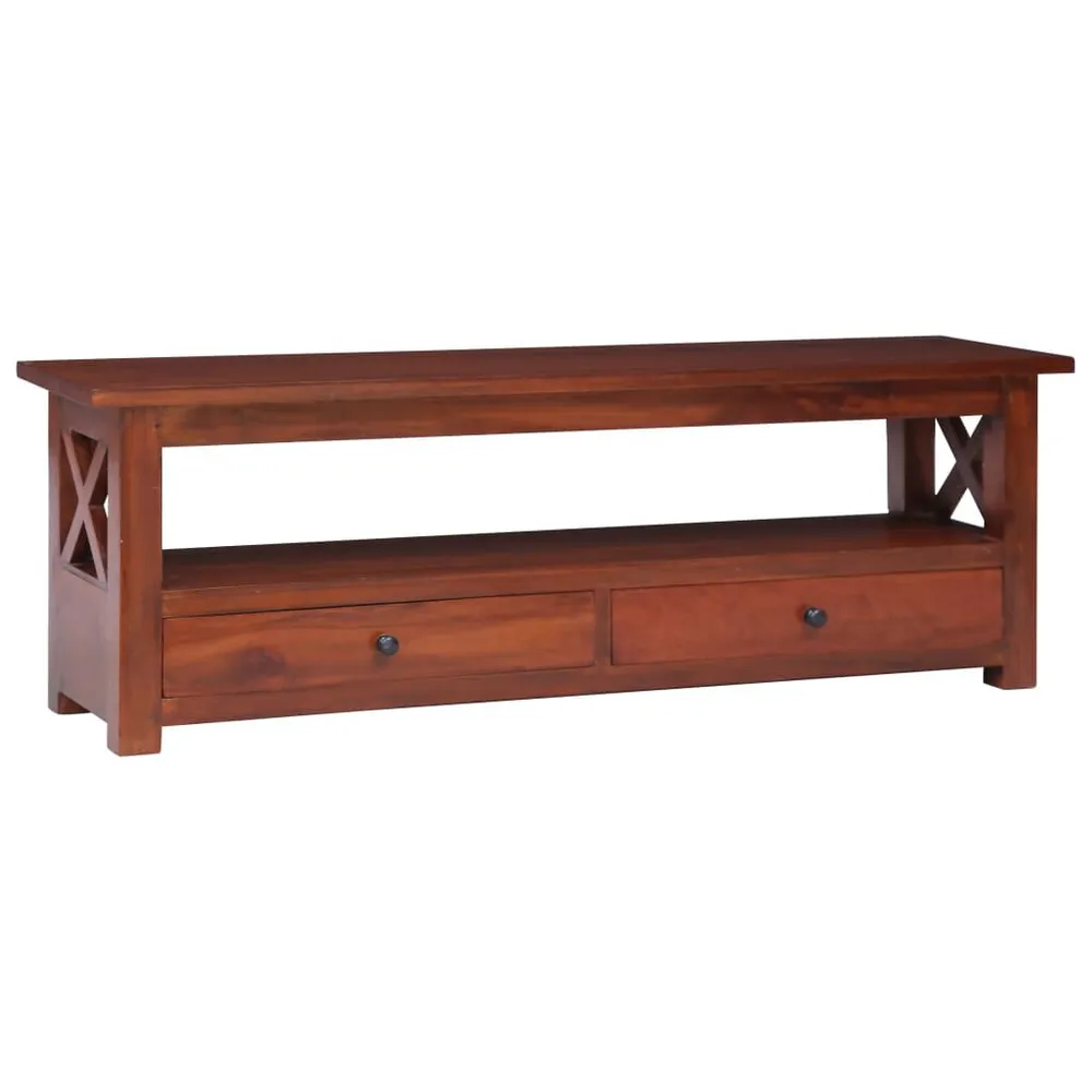 Aparador com Portas Móvel de TV 115x30x40 cm madeira de mogno maciç castanho