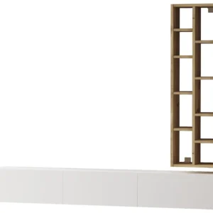 Armário e prateleira de TV Luvio - Venprodin - 175 cm feltro branco