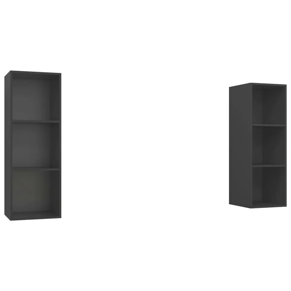 Armários de parede para TV 2 pcs derivados de madeira cinzento