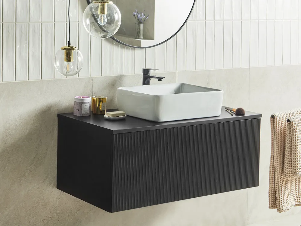Bathroom Wall Mounted Cabinet 100 x 52 cm Preto ALZIRA