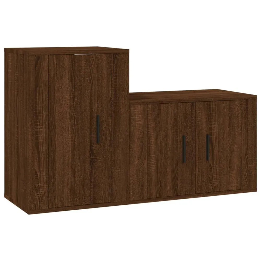 Conjunto móveis de TV 2pcs madeira processada carvalho castanho para Assistir TV
