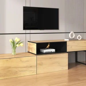 Conjunto de 2 móveis TV modulares - 3 gavetas - em aglomerado - Orgânico
