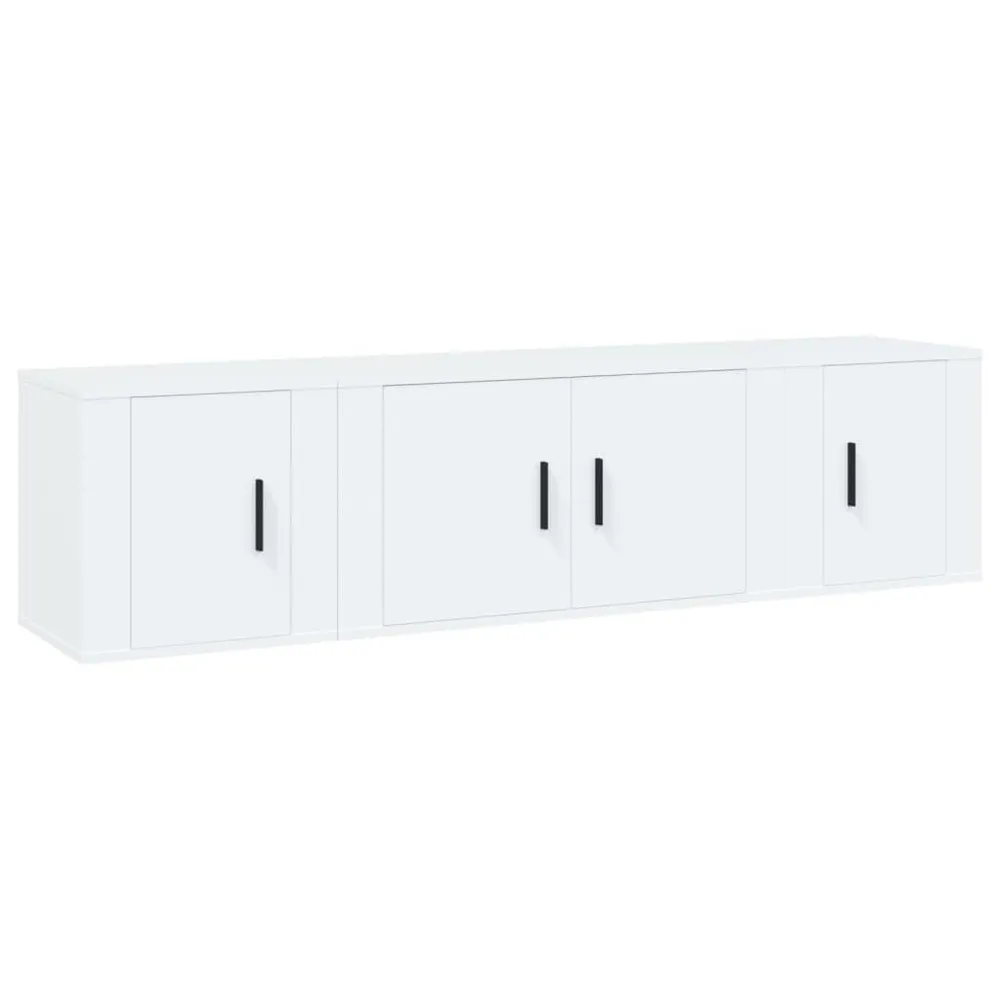 Conjunto móveis de TV 3 pcs madeira processada branco com 3 Portas de Correr