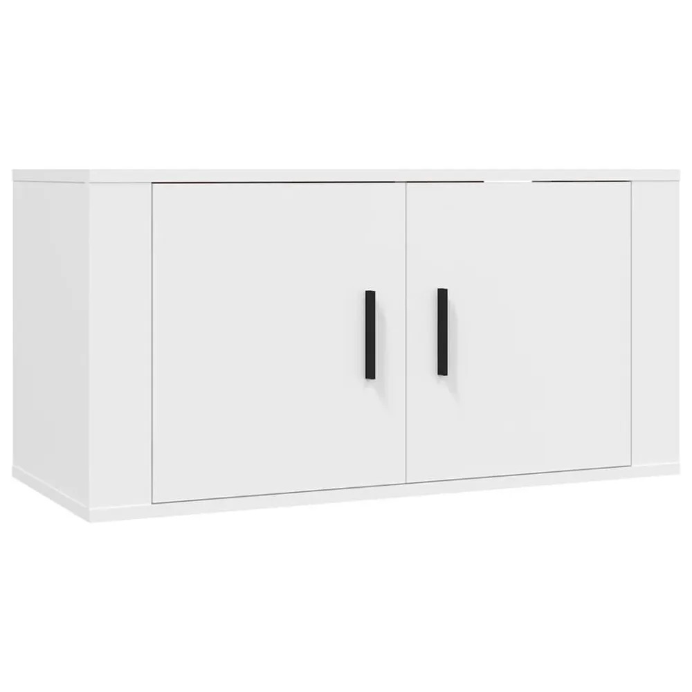 Conjunto móveis de TV 3 pcs madeira processada branco com 3 Portas de Correr