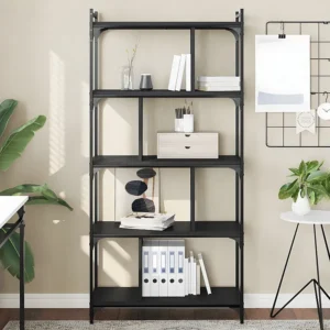Estante com 5 prateleiras 76x32x158 cm derivados madeira preto