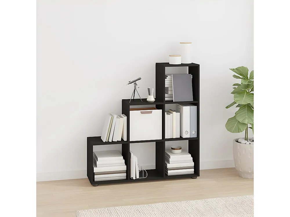 Estante escada/prateleira derivados de madeira 107 cm preto