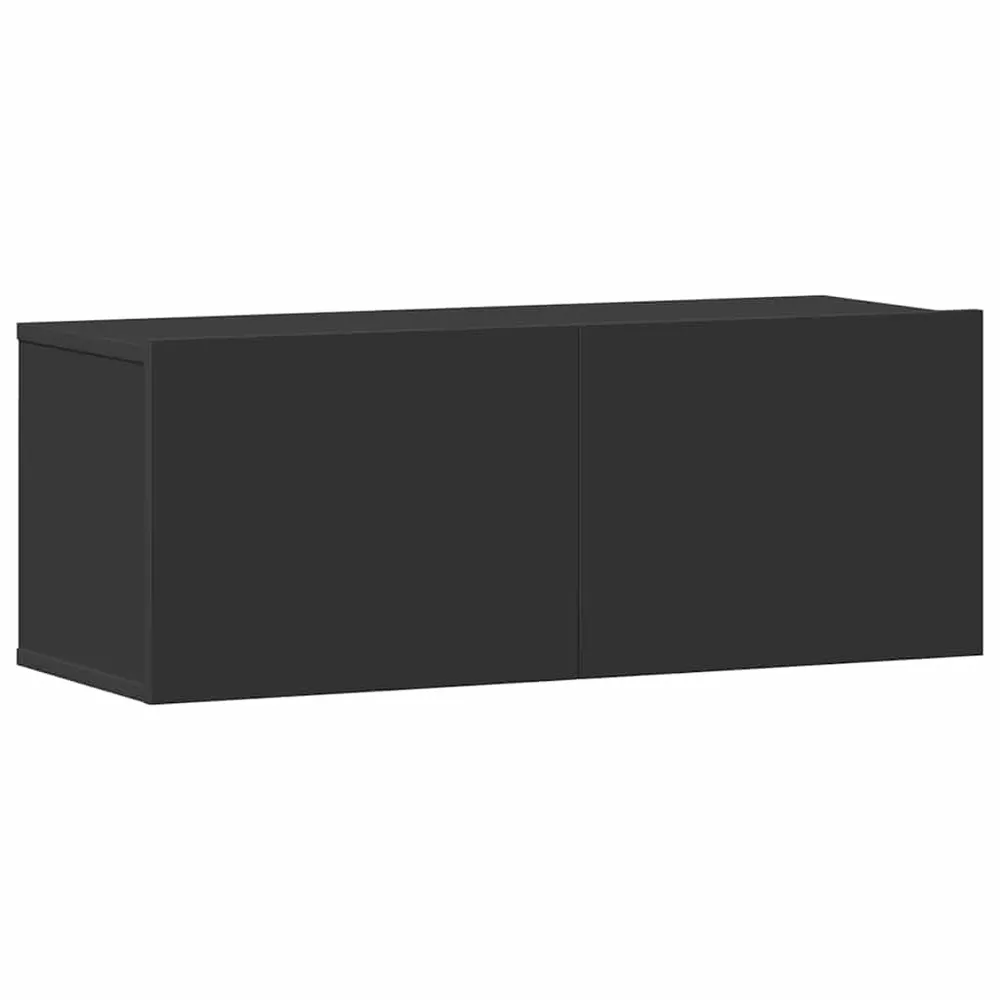 Madeira Maciç Conjunto móveis de TV 3 pcs madeira processada preto