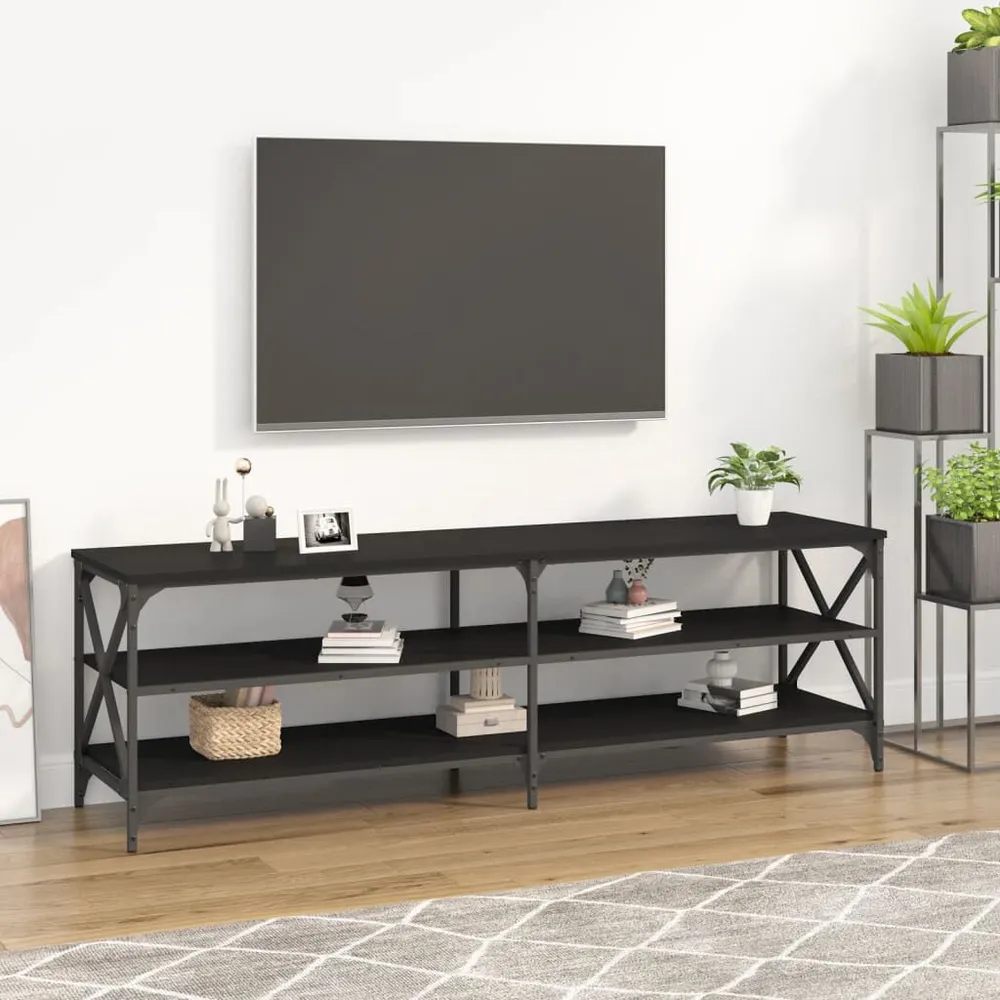 Madeira Maciç Móvel de TV 160x40x50 cm derivados de madeira preto