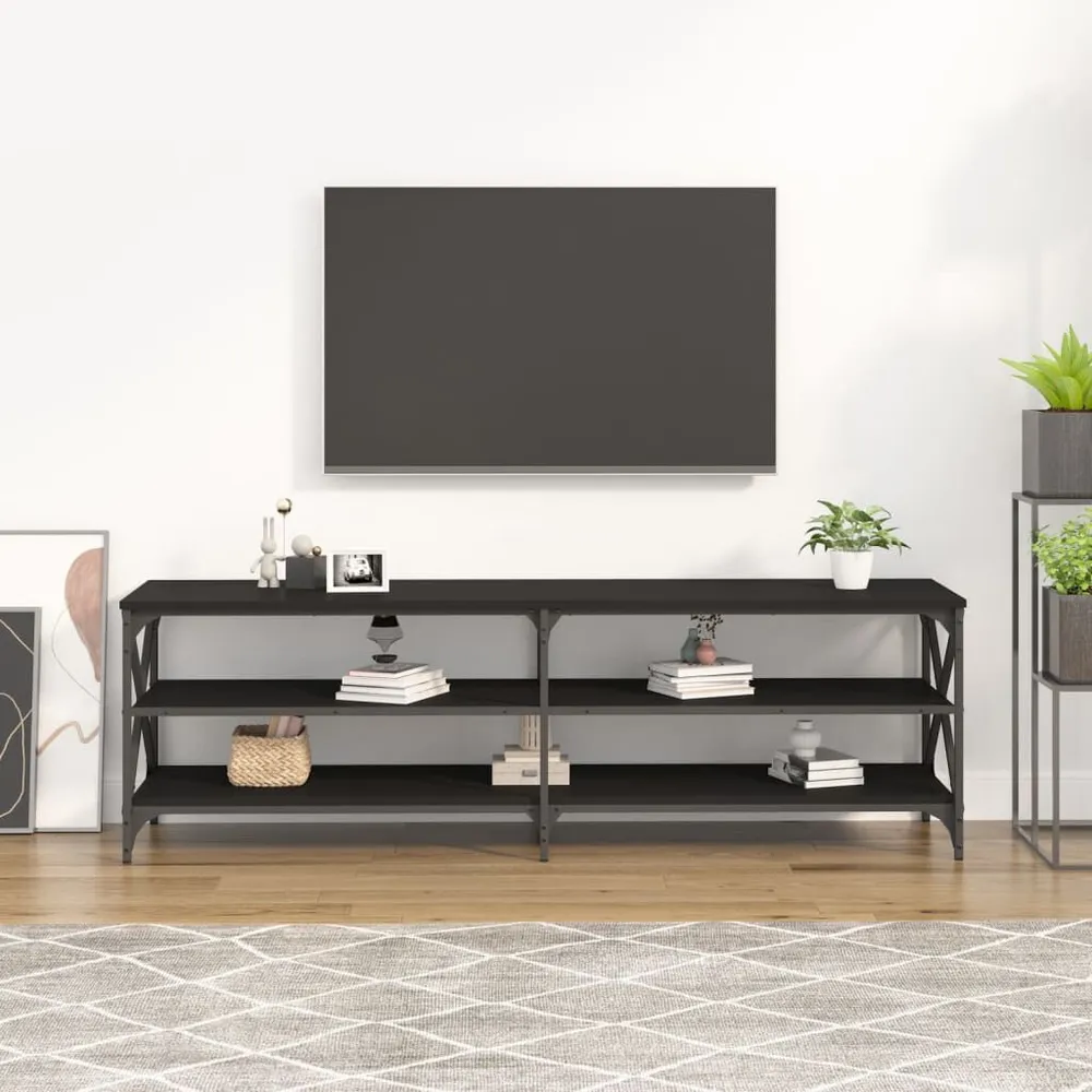 Madeira Maciç Móvel de TV 160x40x50 cm derivados de madeira preto