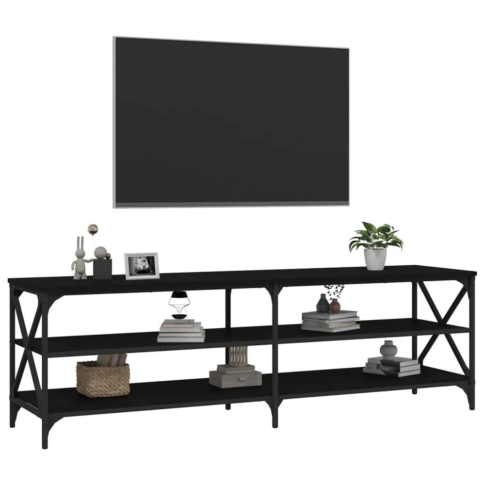 Madeira Maciç Móvel de TV 160x40x50 cm derivados de madeira preto