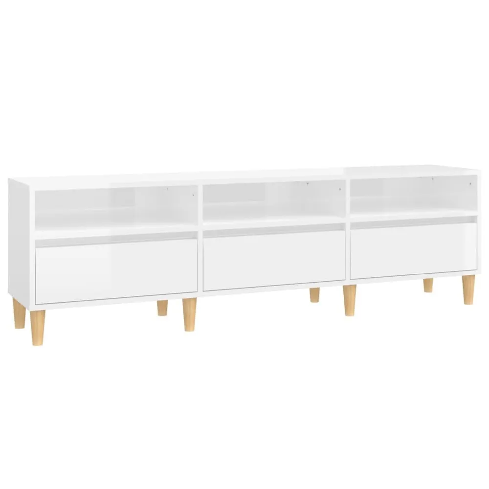 Madeira Maciç Móvel para TV 150x30x44,5 cm derivados madeira branco resplandecente