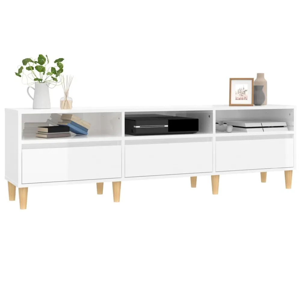 Madeira Maciç Móvel para TV 150x30x44,5 cm derivados madeira branco resplandecente