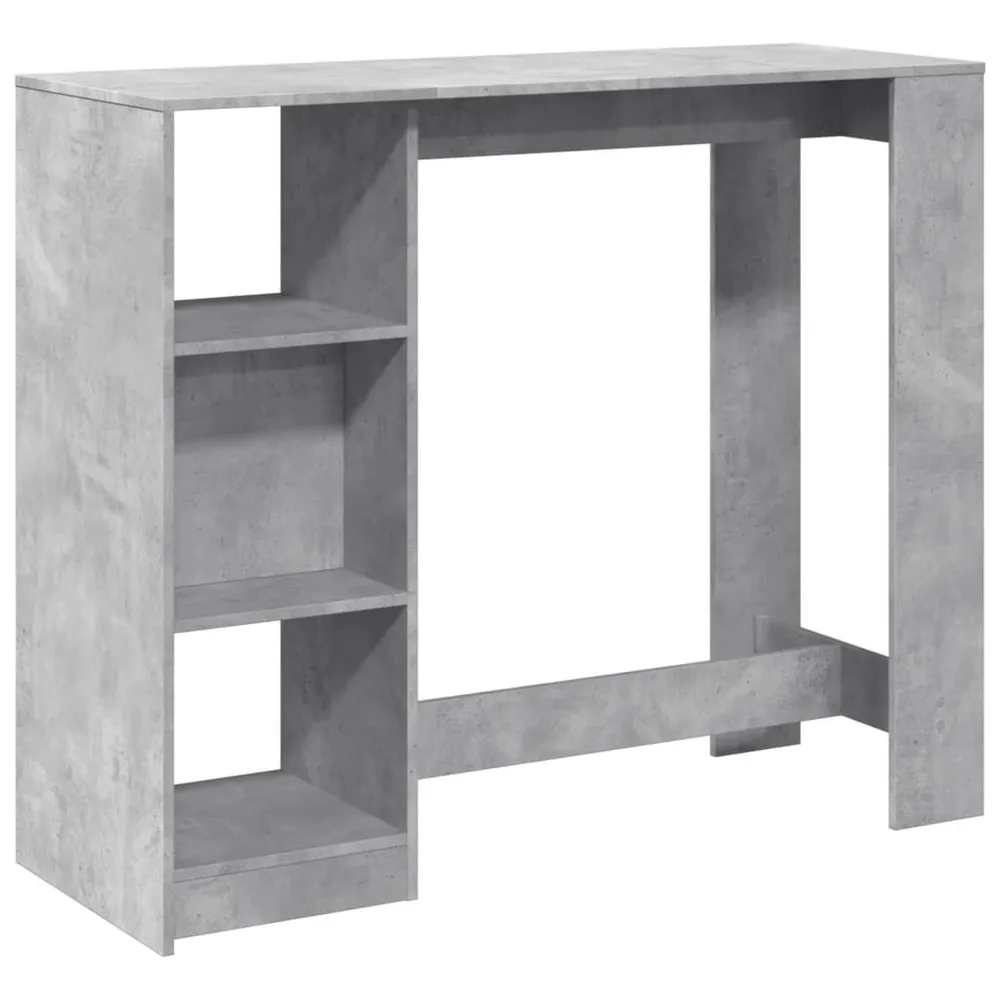 Mesa de bar com prateleiras derivados de madeira cinza cimento