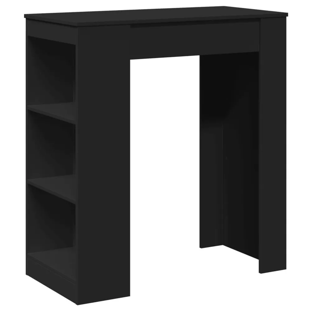 Mesa de bar com prateleiras derivados de madeira preto