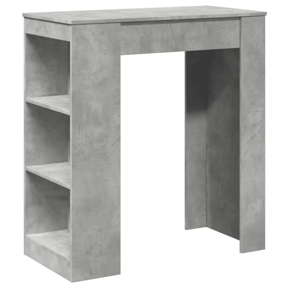 Mesa de bar com prateleiras derivados de madeira cinza cimento