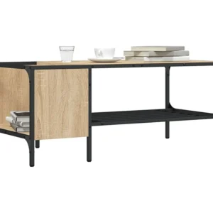 Mesa centro com prateleira derivados de madeira carvalho sonoma